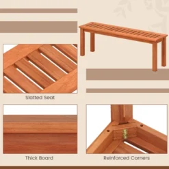 Tangkula Outdoor Solid Wood Bench Backless Dining Bench W/ Slatted Seat -Tangkula GUEST 1b9e7001 c85d 4767 ad27 a8d62b4ddf38
