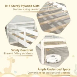 Tangkula Double Twin Size Bed Frames For Kids With Built-in Table & USB Port Guardrails -Tangkula GUEST 1bb3b6c6 c807 40a5 a6dd 1baf3b369c9a