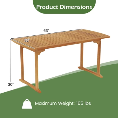 Tangkula Outdoor Wooden Dining Table For 4-6 71" Acacia Wood Table 10 Tangkula Outdoor Wooden Dining Table For 4-6 71" Acacia Wood Table - Image 8