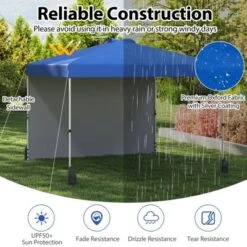 Tangkula 10 X 10 FT Pop Up Canopy Tent W/ 1 Sidewall Wheeled Bag 8 Stakes & 4 Wind Ropes -Tangkula GUEST 1bce59a9 de70 45be 888b d7d3ec89fc73