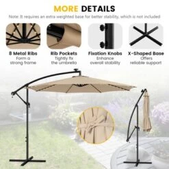 Tangkula 10FT Solar Offset Umbrella Tilted Cantilever Hanging Umbrella With 112 LED Lights Patio Sun Shade With Crank Handle Beige/Coffee/Navy/Red -Tangkula GUEST 1bd56f07 cbdd 46f6 b19c 7ccb9ff86c09