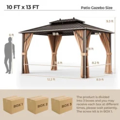 Tangkula 10'x13' Patio Double-Roof Hardtop Gazebo W/ Galvanized Steel Roof Aluminum Frame -Tangkula GUEST 1c481032 6910 4265 9038 e8496bd7de5e