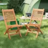 Tangkula Teak Wood Outdoor Chair Folding Portable Patio Chair W/ Slatted Seat & Back