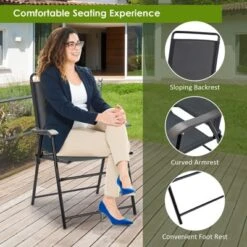 Tangkula 4-Piece Patio Folding Chairs Outdoor Camping Chair With Armrest & High Backrest -Tangkula GUEST 1ca9bd27 784b 424d 9770 3c46a987e205