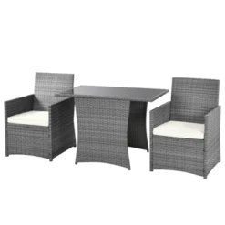 Tangkula 3PCS Patio Rattan Furniture Set Outdoor Wicker Table & Chair Set W/Cushions White/Red/Gray/Turquoise/Navy -Tangkula GUEST 1ceaa553 cc8e 4814 962e e33e1a454112