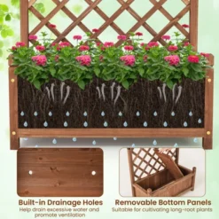 Tangkula 60" Tall Raised Garden Bed W/ Diamond Lattice Trellis Drainage Holes Outdoor -Tangkula GUEST 1cff4b94 5fbb 44e0 8313 72aefc066e16