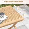 Tangkula 27.5" Patio Bistro Table Teak Wood Square Table With Slatted Tabletop Sturdy Wood Frame & Thickened Top