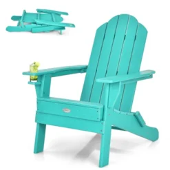 Tangkula Folding Adirondack Chair Outdoor Adirondack Chair Weather Resistant Lounger For Backyard Porch Poolside Turquoise/Grey/White/Black -Tangkula GUEST 1d177e8b 1dd3 41e9 ba69 8feaf8bd9544