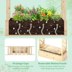 Tangkula 2PCS Wooden Raised Garden Bed W/ Trellis & Hanging Roof Planter Box For Garden -Tangkula GUEST 1d5f5dc4 aa41 4d38 8b44 d84e7468336a