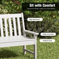 Tangkula 2-Person Outdoor Garden Park Bench All-Weather HDPE Patio Loveseat Chair With Cozy Backrest Ergonomic Loveseat Bench White -Tangkula GUEST 1d83b95f 37db 418f 910d 6aca84b58fa8