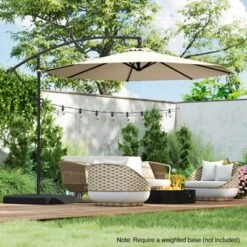 Tangkula 10 FT Patio Offset Umbrella W/ X-shaped Base Infinite Tile & 360° Rotation -Tangkula GUEST 1d9f52f2 6d46 479a a93f ea6126bfbbdb
