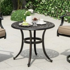 Tangkula Cast Aluminum Patio Table 24"Outdoor Round Side Table Anti-Rust Coffee Bistro Table -Tangkula GUEST 1dc46f2a 3d10 496f 8ee1 f1f89453a6ba