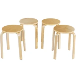 Tangkula 4-set Stacking Stool Birch Natural Wood 18" Round Dining Chair Backless 10 Tangkula 4-set Stacking Stool Birch Natural Wood 18" Round Dining Chair Backless -Tangkula GUEST 1dc77597 d453 4a64 b64c 0e0c91b674b4