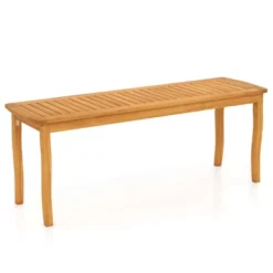Tangkula 47" Long Patio Dining Bench W/ Slatted Seat Backless Wooden Picnic Bench -Tangkula GUEST 1e215eb5 c53b 460f 909c 25a37d11e85e