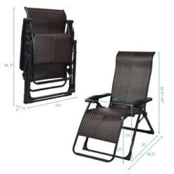 Tangkula 2-Piece Patio Rattan Wicker Recliner Chair Zero Gravity Folding Chaise Lounger