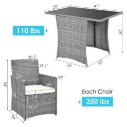 Tangkula 3PCS Patio Rattan Furniture Set Outdoor Wicker Table & Chair Set W/Cushions White/Red/Gray/Turquoise/Navy -Tangkula GUEST 1f161f78 08fa 416a a502 30fa283ed0ef