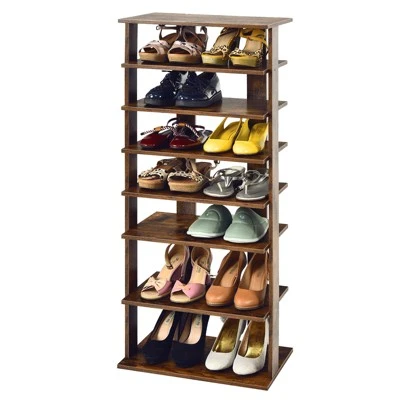 Tangkula 7-Tier Shoe Rack Free Standing Shelf Storage Modern Shoe Rack Organizer Brown/Black/White 13 Tangkula 7-Tier Shoe Rack Free Standing Shelf Storage Modern Shoe Rack Organizer Brown/Black/White - Image 11