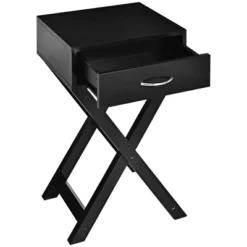Tangkula Modern Versatile Nightstand X-shape Wooden End Table With Drawer Accent Side Table For Bedroom Black/White -Tangkula GUEST 1f51106e 75e2 4dde b137 f234b2c16db7