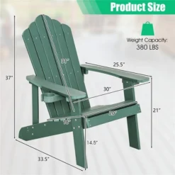 Tangkula 2PCS Patio HIPS Adirondack Chair W/ Cup Holder Weather Resistant 380 LBS Green & Yellow -Tangkula GUEST 1f530d5c 6279 42cc 8d80 002d88f34f49