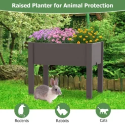 Tangkula Raised Bed Grow Box 53L Self-Watering Planter Box Stand W/ Water Level Monitor Water Drainage Hole Detachable Crossbar Coffee/White -Tangkula GUEST 20214a39 84ca 4c47 9588 a6264115bab8