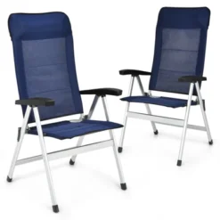 Tangkula 2PCS Outdoor Patio Folding Dining Chairs With Reclining Backrest And Headrest Navy -Tangkula GUEST 20493161 d696 4789 b8f7 a6dd0894501f
