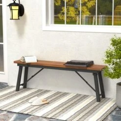 Tangkula Outdoor Folding Bench Set Of 2 55 Inches Long 2-3 Person Acacia Wood Backless Patio Dining Bench -Tangkula GUEST 20528bbc 85c2 497e acd3 aee995287bbf