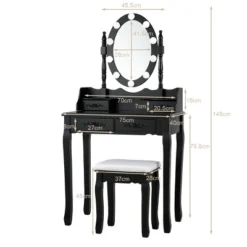 Tangkula Make-Up Vanity Table Dresser Set W/LED Light, Black Brown White -Tangkula GUEST 20644836 c0c0 4404 8b7d 90adf2846d94
