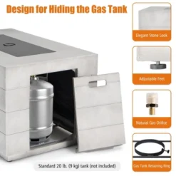 Tangkula 43" Rectangular Concrete Propane Fire Pit Table W/ Lava Rocks Cover 50,000 BTU -Tangkula GUEST 20738294 8389 4b68 a370 e803b372ab85