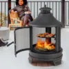 Tangkula 30 Inch Outdoor Fire Pit Chiminea W/ Grill Chimney Spark Screen Door Fire Poker