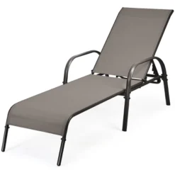 Tangkula Outdoor Chaise Lounge Chair Adjustable Reclining Bed With Backrest& Armrest -Tangkula GUEST 20ab7dcb dc81 403a 918e edf32348a6ab