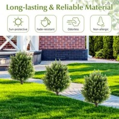 Tangkula 2 Pack 24" Artificial Cypress Topiary Ball Tree Set W/Ground Spike Decoration -Tangkula GUEST 20d1dd9a 03e7 4eb3 b840 0759dd8363e0