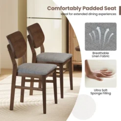 Tangkula Dining Chairs Set Of 4 W/ Rubber Wood Frame Padded Seat Curved Back Living Room -Tangkula GUEST 2101320d f50e 49f6 a2e5 3dfc26e69fdc