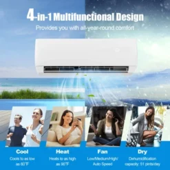 Tangkula 9000BTU Mini Split Air Conditioner & Heater 19 SEER2 115V Wall Mount AC Unit