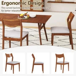 Tangkula Wooden Dining Chair Set Of 4 W/ Rubber Wood Frame Wide Padded Seat -Tangkula GUEST 21a448da 2786 4ed1 b592 fd05e12de359