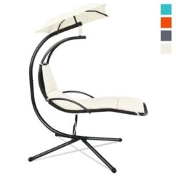 Tangkula Outdoor Hanging Chaise Lounge Chair Floating Chaise Swing Lounger W/Canopy & Cushion -Tangkula GUEST 220b05ce 3283 435d 93c6 949ae5e5538e