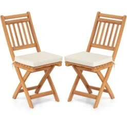 Tangkula Folding Patio Chairs Set Of 2 W/ Slatted Backrests & Soft Seat Cushions -Tangkula GUEST 22400265 5eee 4012 97a9 41d00e5be5a2 1