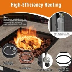 Tangkula 9 Pieces Outdoor PE Rattan Wicker Sectional Sofa With 42" Gas Fire Pit Table Space-Saving Patio Conversation Set With Storage Box Black/Grey/Navy/Red/Turquoise/Off White -Tangkula GUEST 228cacfe 4060 403c 8198 2d0b669b32ec 2