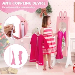 Tangkula Kids Jewelry Armoire Cabinet Free-Standing Full Length Mirror With Storage And 4 Tilt Angles -Tangkula GUEST 22ca8679 54b9 491f b318 5773eb7388b7