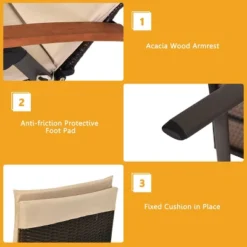 Tangkula Outdoor Rattan Wicker Lounge Chair Folding Patio Chaise W/ Wheels & Cushion -Tangkula GUEST 23021d92 2454 42f8 831c bf8691ac5c0d 1