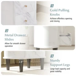 Tangkula 2PCS Nightstand W/ 2 Drawers Faux Marble Bedside Table For Small Space -Tangkula GUEST 2307355b 8699 4c3b ba21 d4282efd98f2