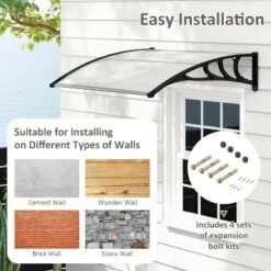 Tangkula 2PCS 48" X 40" Window Awning Door Canopy Exterior Awning Canopy Patio Black -Tangkula GUEST 230c7133 5d18 4adc be81 4addbfac64b6