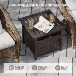 Tangkula Outdoor Side Table W/ 1.93"Umbrella Hole Patio Umbrella Stand W/ 2 Sand Bags -Tangkula GUEST 233e7470 49bf 4ba6 b3c6 4a10955421d5