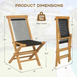Tangkula 2PCS Folding Chairs W/ Quick-Folding Portable Design Woven Rope Seat Porch Patio -Tangkula GUEST 237d816e 6cad 4d47 b5cc c9b8e5ba0ad9