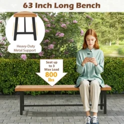 Tangkula 63 Inch Patio Bench Set Of 1/2, Acacia Wood Long Dining Bench W/ Heavy-Duty Metal Legs 15 Tangkula 63 Inch Patio Bench Set Of 1/2, Acacia Wood Long Dining Bench W/ Heavy-Duty Metal Legs -Tangkula GUEST 2386d70f 4576 4fde 88f7 fd1e52e252a3