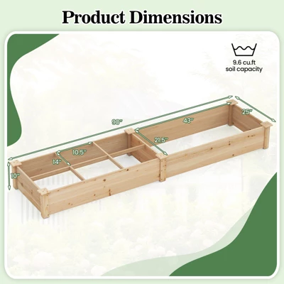 Tangkula Raised Garden Bed Wooden Elevated Planter W/2 Planter Boxes 7 Compartments 10 Tangkula Raised Garden Bed Wooden Elevated Planter W/2 Planter Boxes 7 Compartments - Image 8