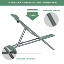 Tangkula 2 PCS Beach Chair Lounger Reclining Folding Chair W/3-Position Adjustable Backrest Blue/Orange/Green -Tangkula GUEST 23e75991 7ee6 4630 8ed6 158eb315d534
