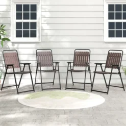 Tangkula 4 Pcs Patio Folding Chairs Portable Outdoor Dining Chairs W/ PP Seat & Back -Tangkula GUEST 2411bc72 d22e 468d 9761 08f0f6e1c442
