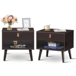 Tangkula Retro Wood Nightstand With Storage Drawer End Table Bedside Table -Tangkula GUEST 243559f5 8aa3 488e 829e 82b03eb48fee