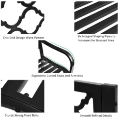 Tangkula Outdoor Chair Garden Patio Bench Cast Iron Frame Black -Tangkula GUEST 24779291 1918 489a 852f 847af115f345