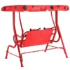 Tangkula Kids Patio Porch Bench Swing W/ Safety Belt Canopy Outdoor Furniture Red -Tangkula GUEST 247e63c9 ad4a 4f67 9467 88ad928bcba8